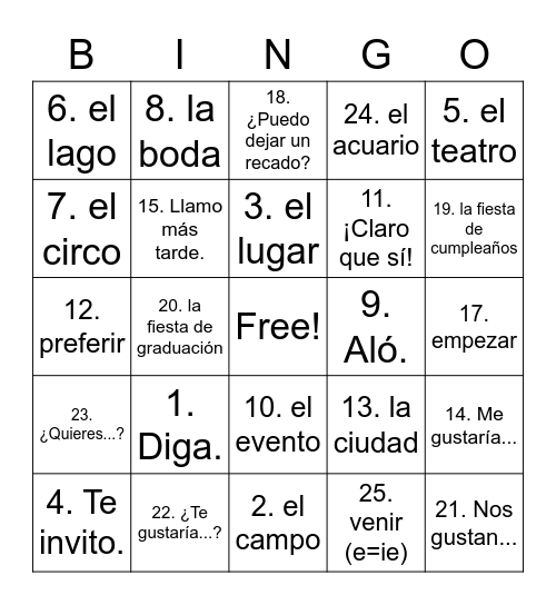 Capítulo 7: 1er Paso (¡Gané!- I won!) Bingo Card