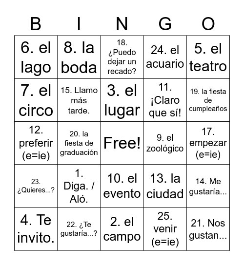 Capítulo 7: 1er Paso (¡Gané!- I won!) Bingo Card