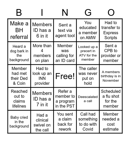 A1A Member Advocate Bingo Card