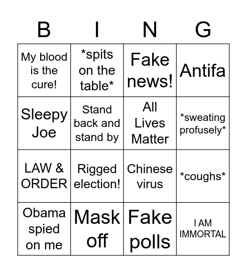 Trump Press Conference Bingo Card