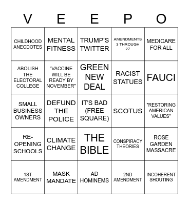 VEEPO Bingo Card
