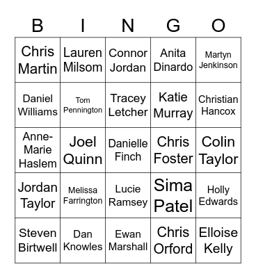 PEOPLE BINGO!! Bingo Card