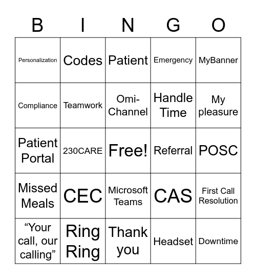 Customer Service Week Bingo Card