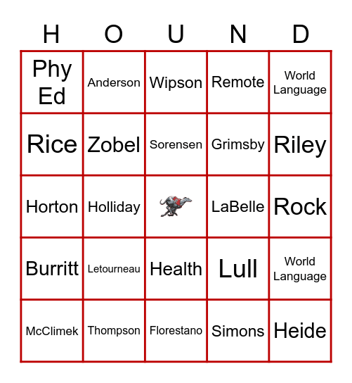 East Staff Bingo: October 14 Bingo Card