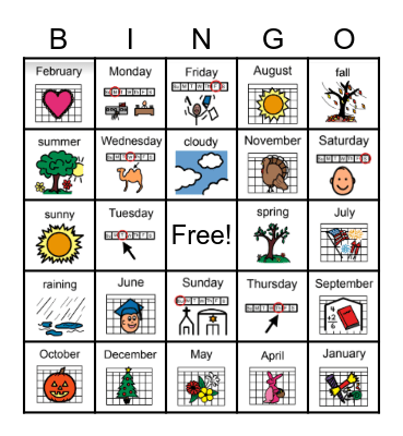 Calendar Bingo Card