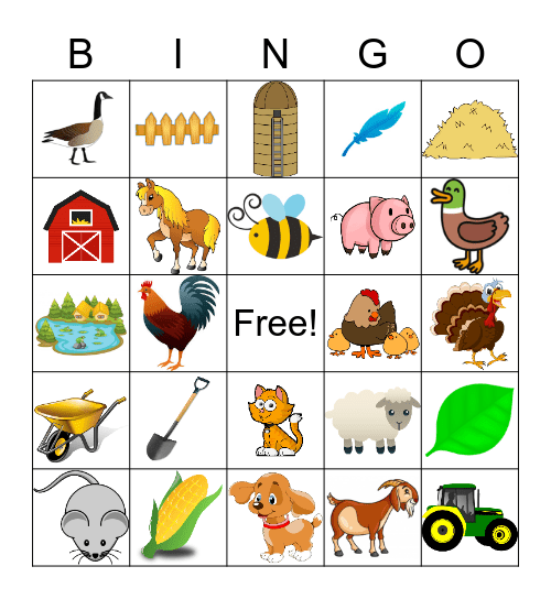 Farm Bingo Card