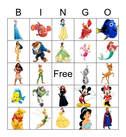 DISNEY 28 images Bingo Card