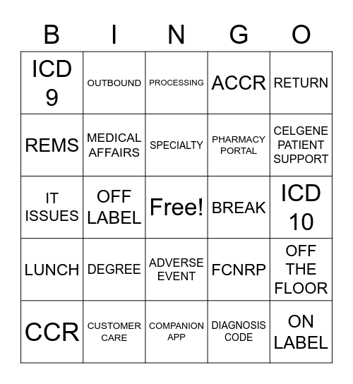 Customer Service Week 2020 Bingo Card