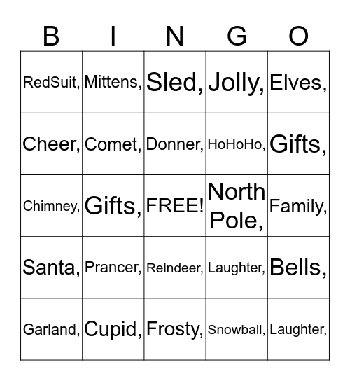 Christmas Bingo Card