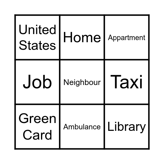 U.S.A Bingo Card