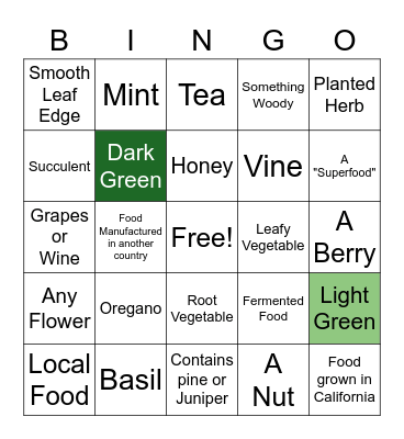 Forage Culture - Indoor Bingo Card