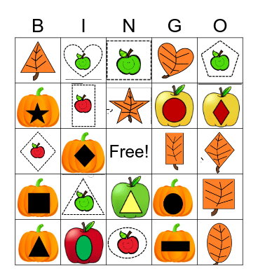 Fall Shapes Bingo Card