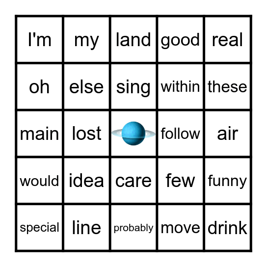 Literacy Bingo Card