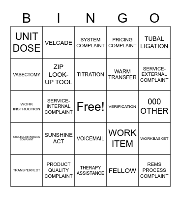 Customer Service Week 2020 Bingo Card