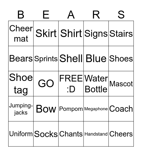 CHEER-GO Bingo Card