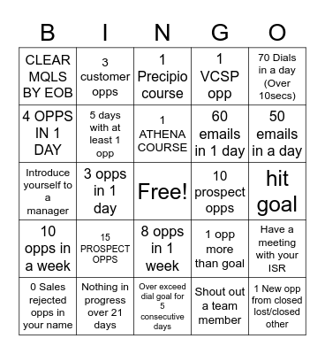 ISA Bingo Card