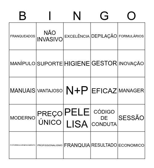 NÃO + PÊLO Bingo Card
