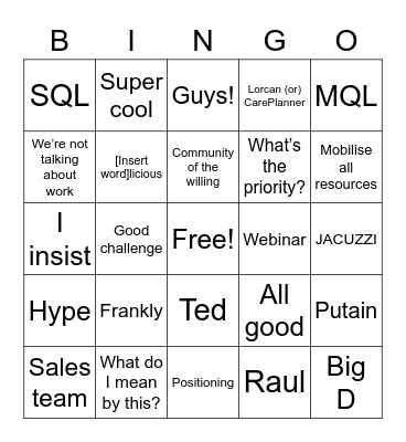 Marketing Social Bingo Card