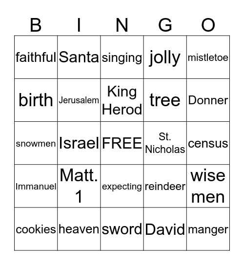 CHRISTMAS Bingo Card