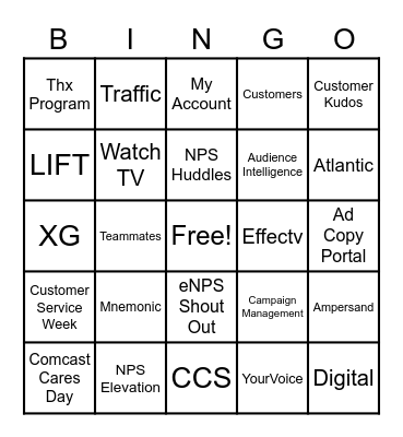 Team Awesome Bingo Card