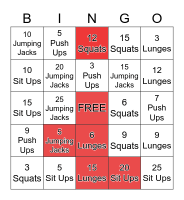 FITNESS BINGO #2 Bingo Card