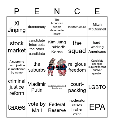 VP Debate 10/7 Card #2 Bingo Card