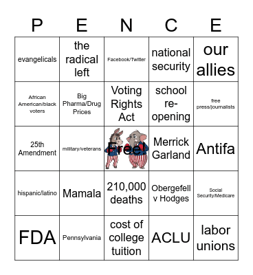 VP Debate Card #3 Bingo Card