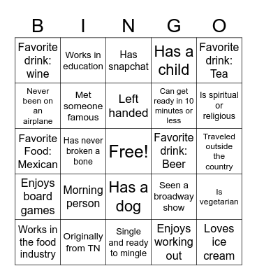 JLJC Mix and Mingle Bingo Card