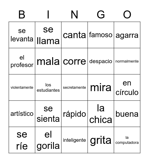 Cuentitos 1-3 Bingo Card