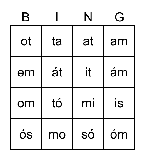 Bingo Card