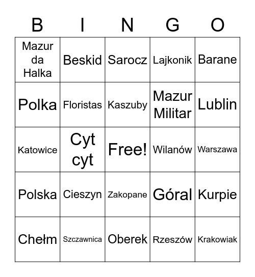 Wisła Bingo Card