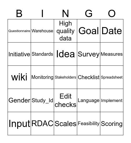 RDAC Bingo Card