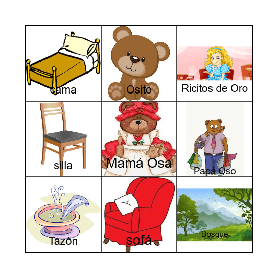 Ricitos de Oro y Los Tres Osos Bingo Card