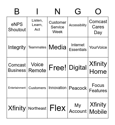 Customer Service Week 2020 Bingo Card