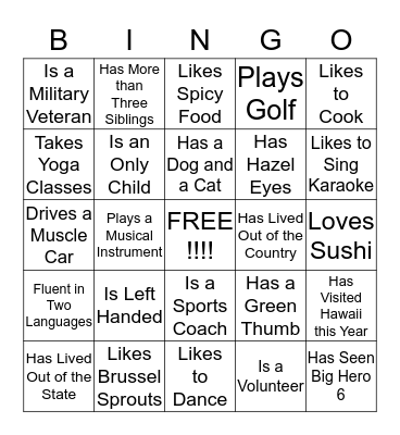 Ice Breaker Bingo Card