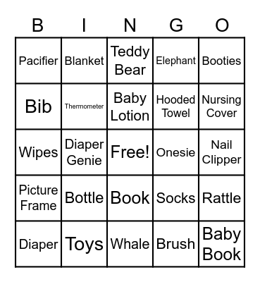 Baby Gift Bingo Card