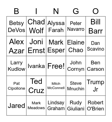 White House Covid Bingo Card