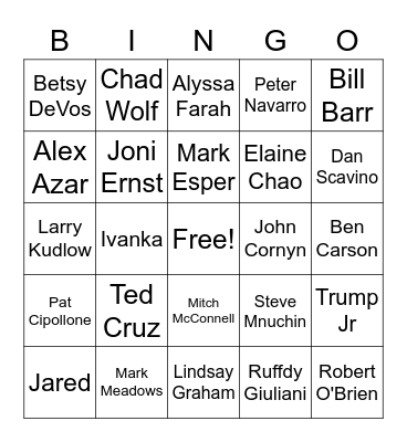 White House Covid Bingo Card