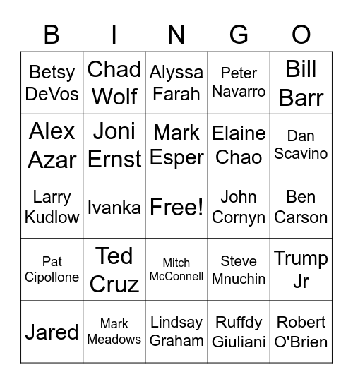 White House Covid Bingo Card