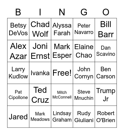 White House Covid Bingo Card