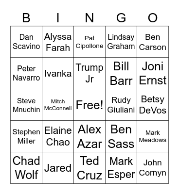 White House Covid Bingo Card