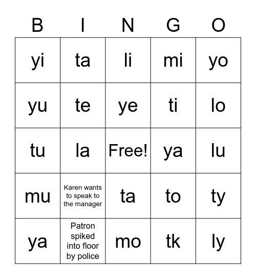 Infinity Beers Bingo Card