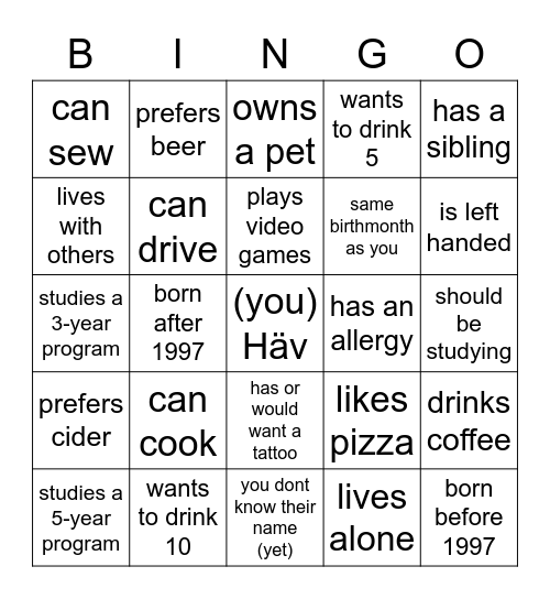 Find someone who... Bingo Card