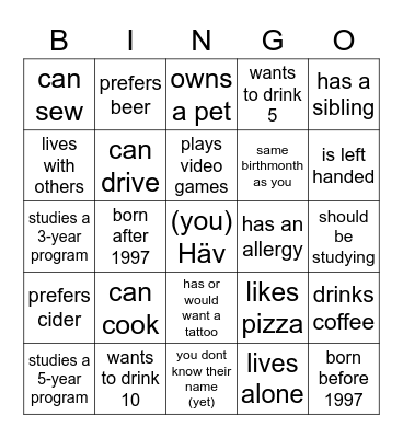 Find someone who... Bingo Card
