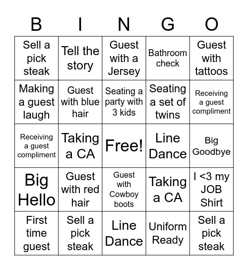 ROADIE EDITION Bingo Card