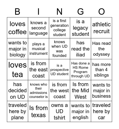 Untitled Bingo Card