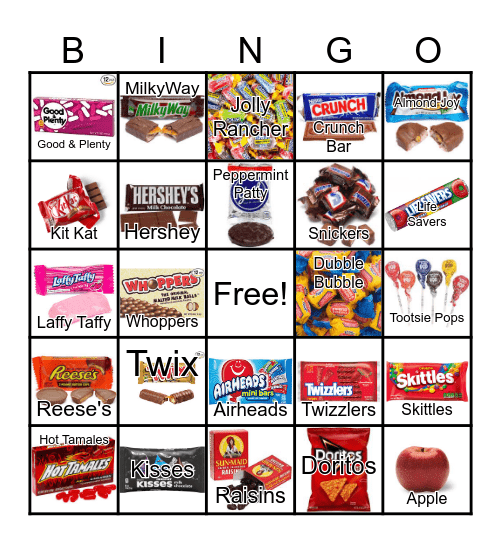 Halloween Candy Bingo Card