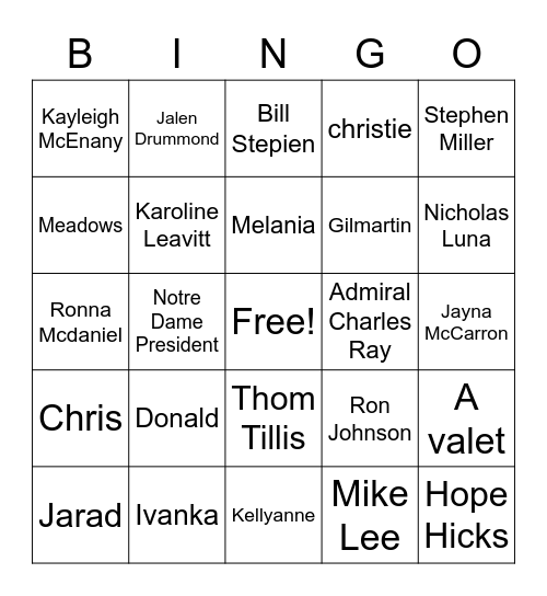 WHITE HOUSE COVID Bingo Card