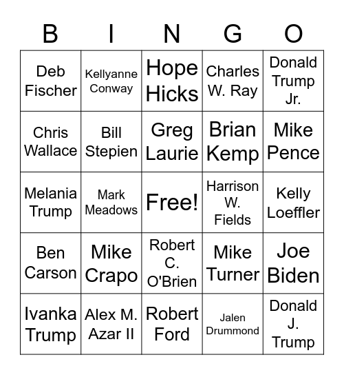 Trump Super-Spreader Bingo Card