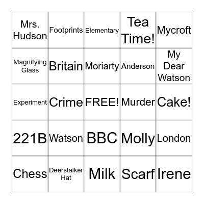 Sherlock! Bingo Card